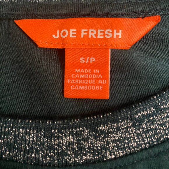 Joe Fresh Dark Green Short Sleeve T-Shirt with Metallic Trim | Size S - Picture 6 of 7